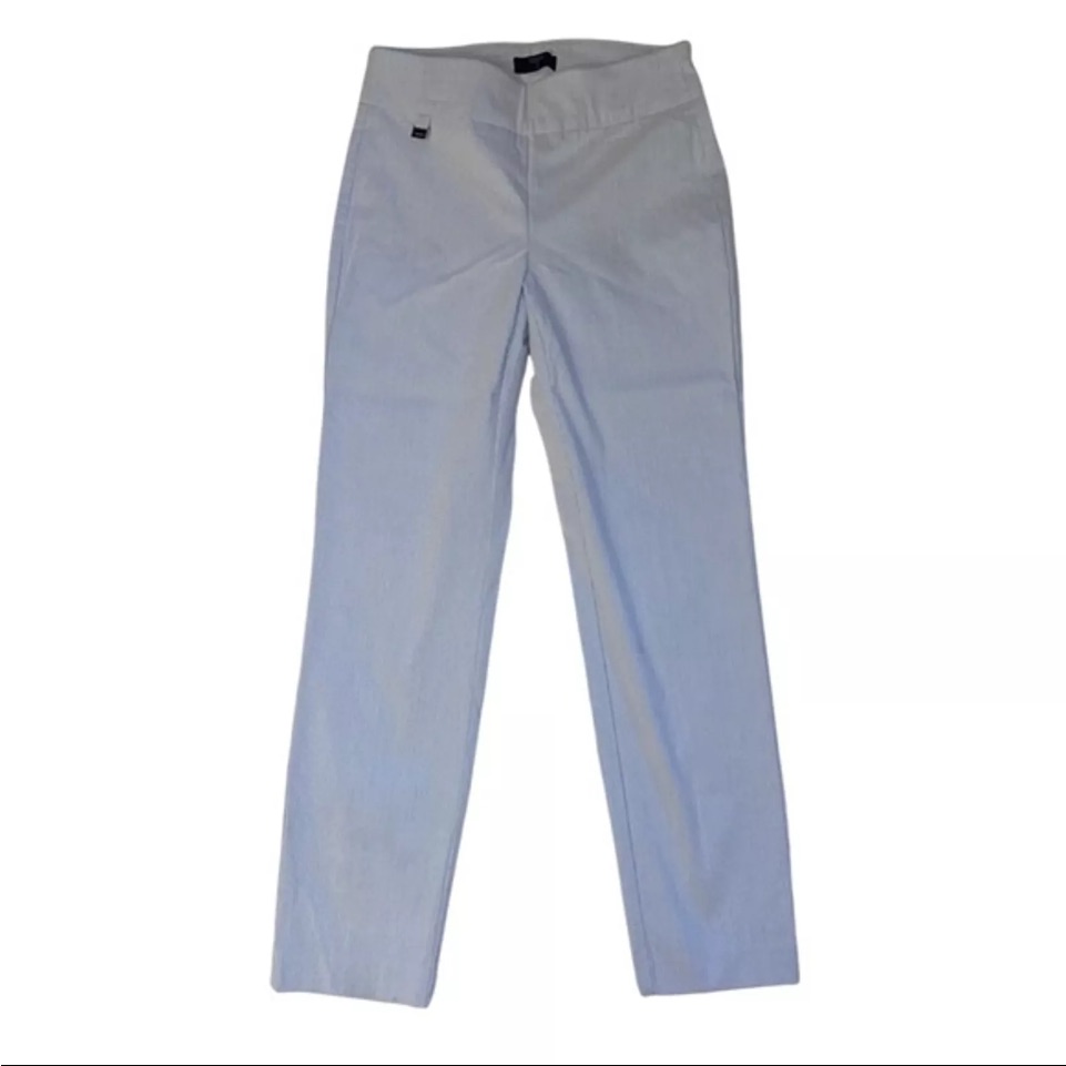 Women's Tahari Pants Size Xs Blue White Striped Seersucker Sz07978